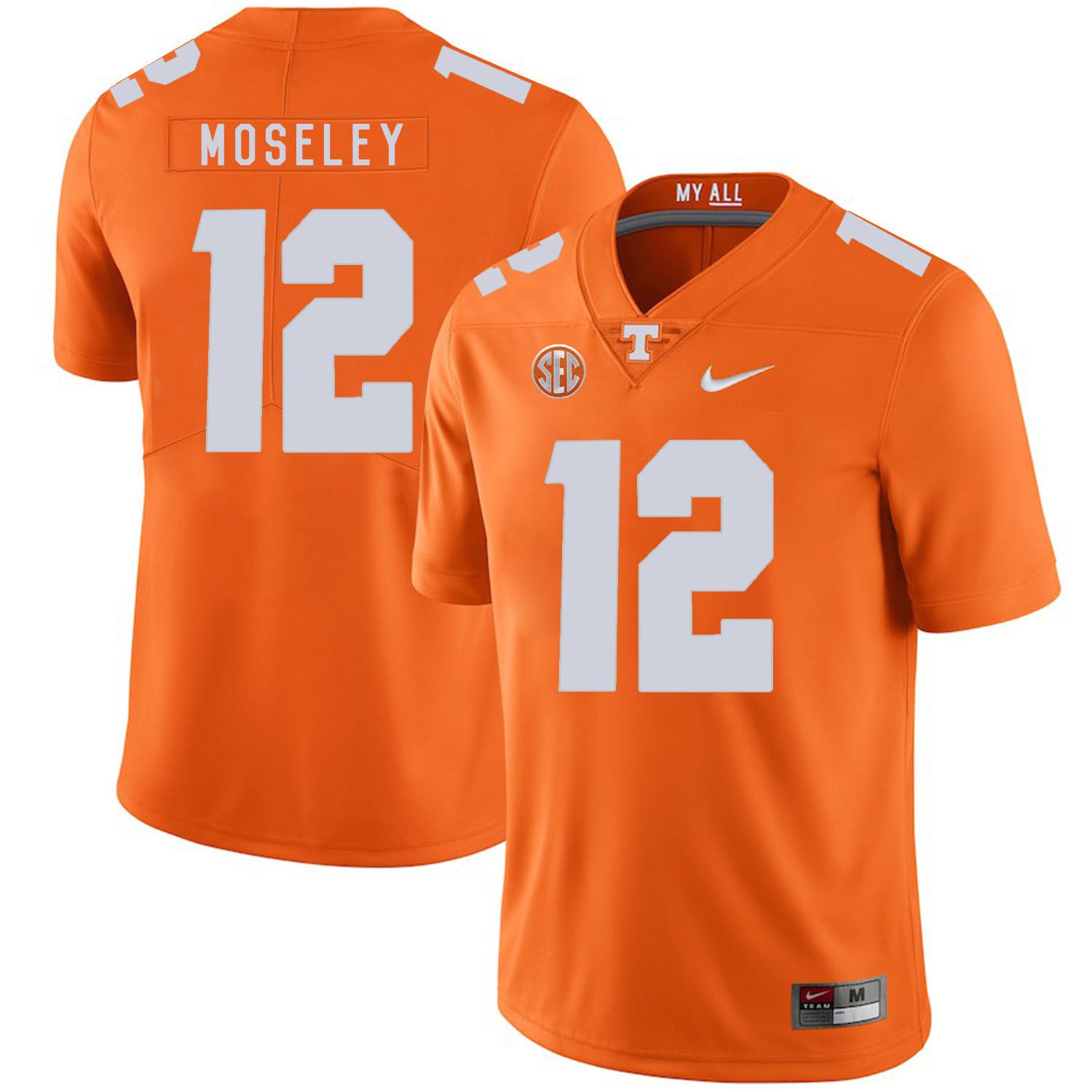 Men Tennessee Volunteers #12 Moseley Orange Customized NCAA Jerseys->customized ncaa jersey->Custom Jersey